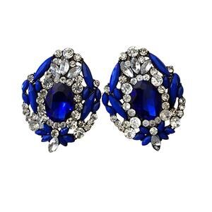 T & J Designs Royal Blue Fantasy Glass Crystal Drop Earrings